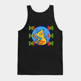 Cat With Folk Pattern cat lover gift Tank Top